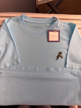 D Draddy Light Blue Short-Sleeve Tee with Parrot Embroidery